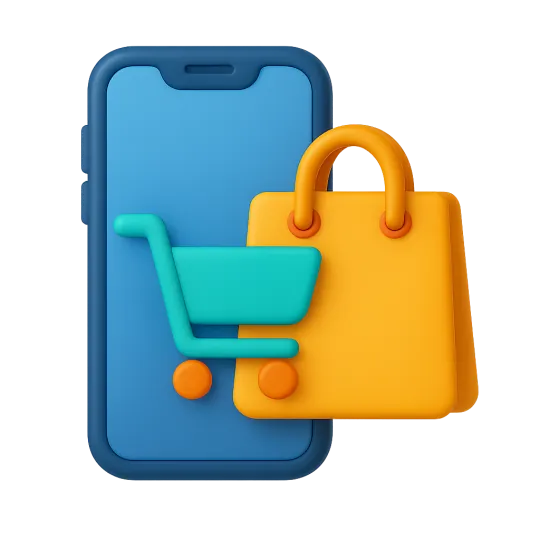 E-commerce and mobile app development illustration